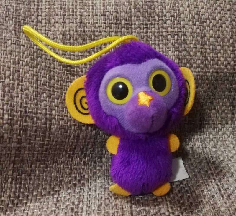 McDonald's Yoo-Hoo & Friends 2013 Happy Meal. Sanchee Ape Plush Hanger Toy. 9cm.