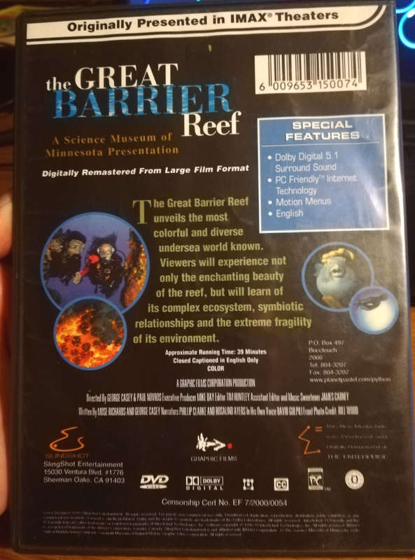 The Great Barrier Reef. DVD. As Seen In Imax Theaters.