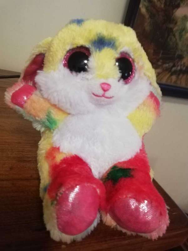 Rainbow bunny! Super soft Bauer plush toy! 13cm.