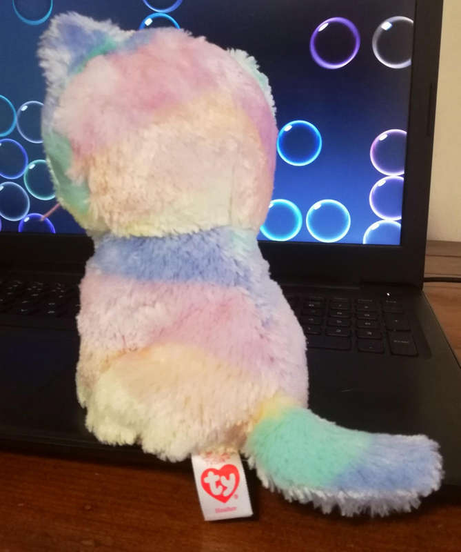 Heather the Unicorn TY Silk Uni-Kitty. Plush Beanie Boo. 15cm.