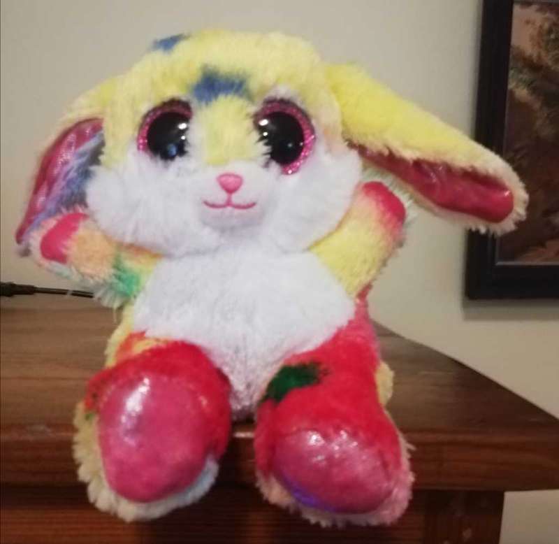 Rainbow bunny! Super soft Bauer plush toy! 13cm.