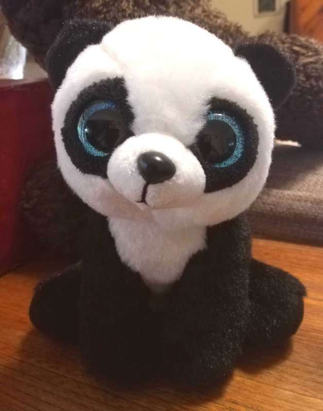 Classic Velvety TY. Ming the Panda Bear. Plush Beanie Boo. 2015. 18cm.