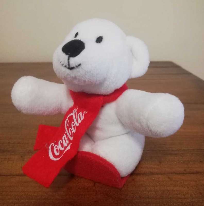 Collectable Coca-Cola Teddy Bear with Red Scarf and a Snowboard. 13cm.