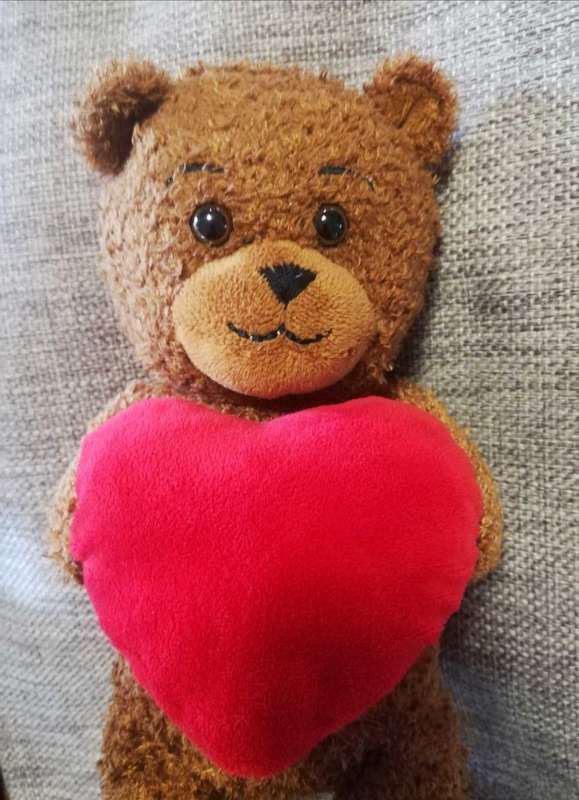 Max the Migros Teddy with a Red Heart. 30cm.