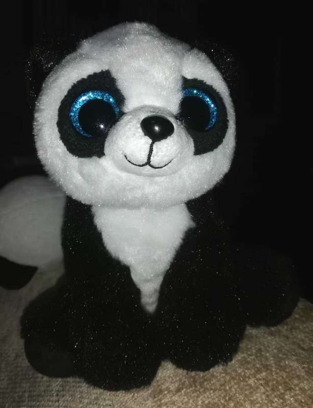 Classic Velvety TY. Ming the Panda Bear. Plush Beanie Boo. 2015. 18cm.