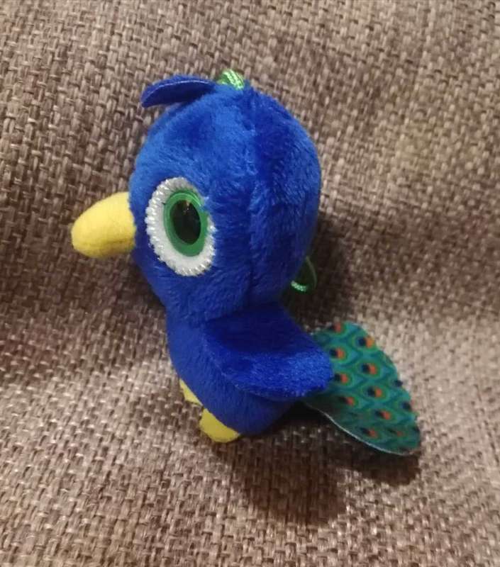 McDonald's Yoo-Hoo & Friends 2013 Happy Meal.  Peakee the Peacock. Plush Hanger Toy. 9cm.