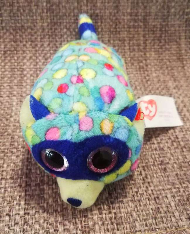 McDonald's Beanie Boos Teeny TY's. Stackable Happy Meal Toy 2019. Rugger the Blue Raccoon. 13cm.