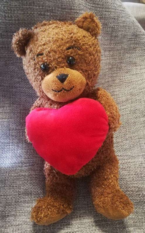 Max the Migros Teddy with a Red Heart. 30cm.