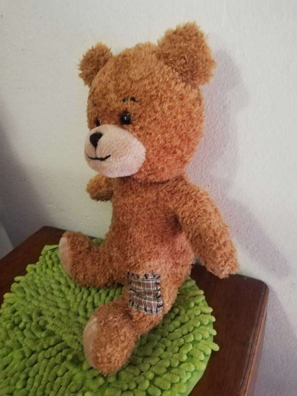 Patch the Migros Teddy. Soft, cute plush toy. 28cm.