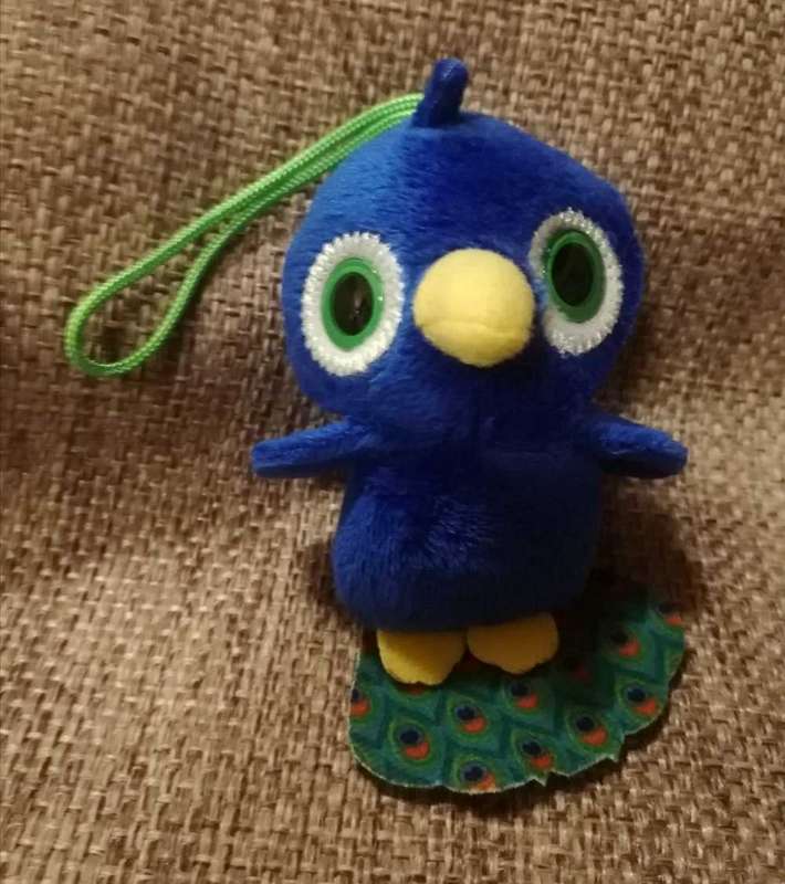 McDonald's Yoo-Hoo & Friends 2013 Happy Meal.  Peakee the Peacock. Plush Hanger Toy. 9cm.