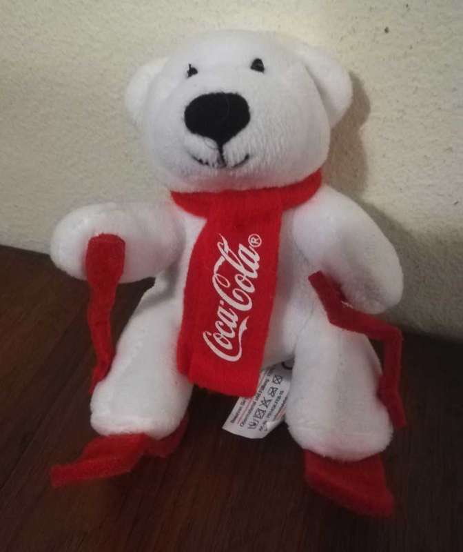 Collectable Coca-Cola Teddy Bear on Ski's with a red Scarf. 13cm.