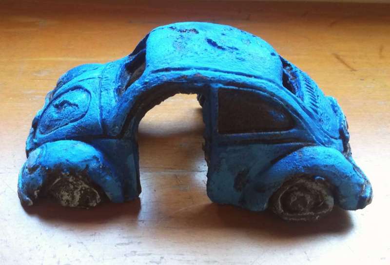 An Unusual Rare Blue VW Beetle paperweight OR a fish tank ornament. 18cm.