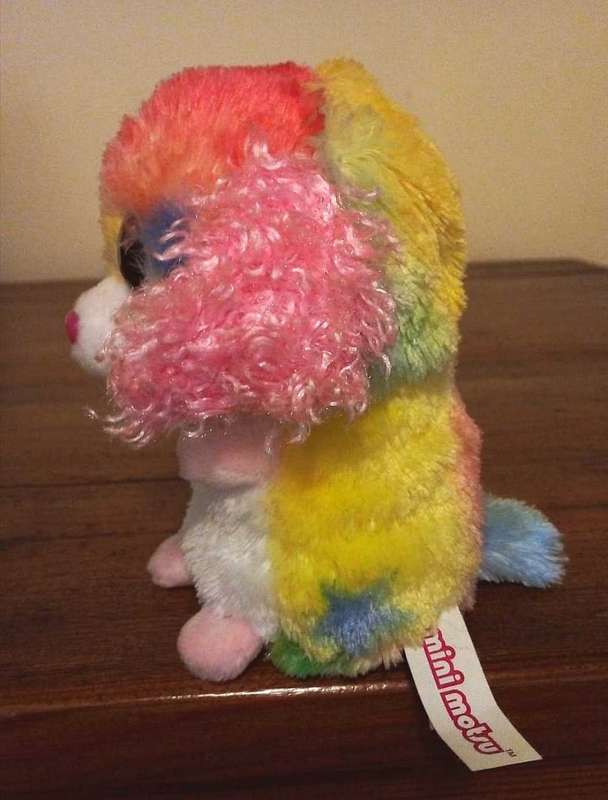 Keel Toys Mini Motsu. Flossy the Rainbow Poodle Dog. Soft Plush Beanie Toy.