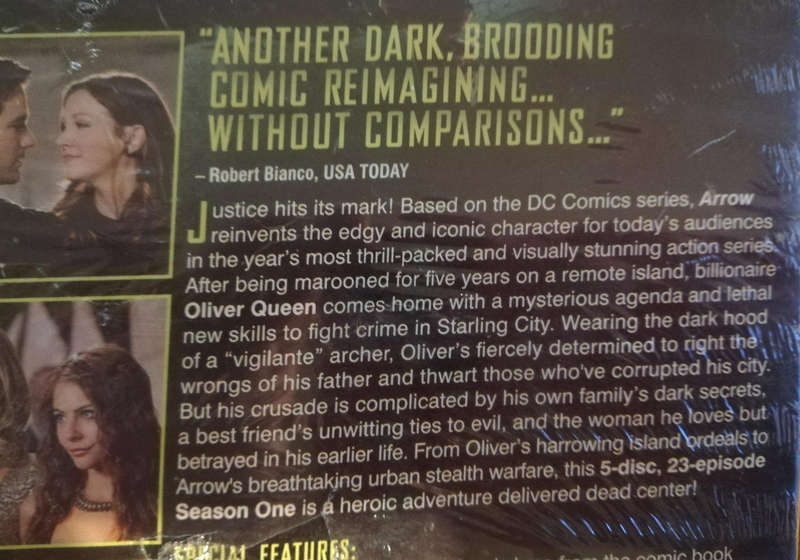 Arrow. The Complete 1st Season. Another dark comic reimagining...without comparisons! Sealed. DVD.