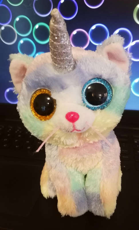Heather the Unicorn TY Silk Uni-Kitty. Plush Beanie Boo. 15cm.