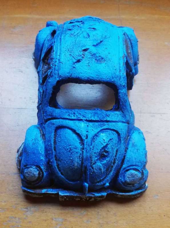 An Unusual Rare Blue VW Beetle paperweight OR a fish tank ornament. 18cm.