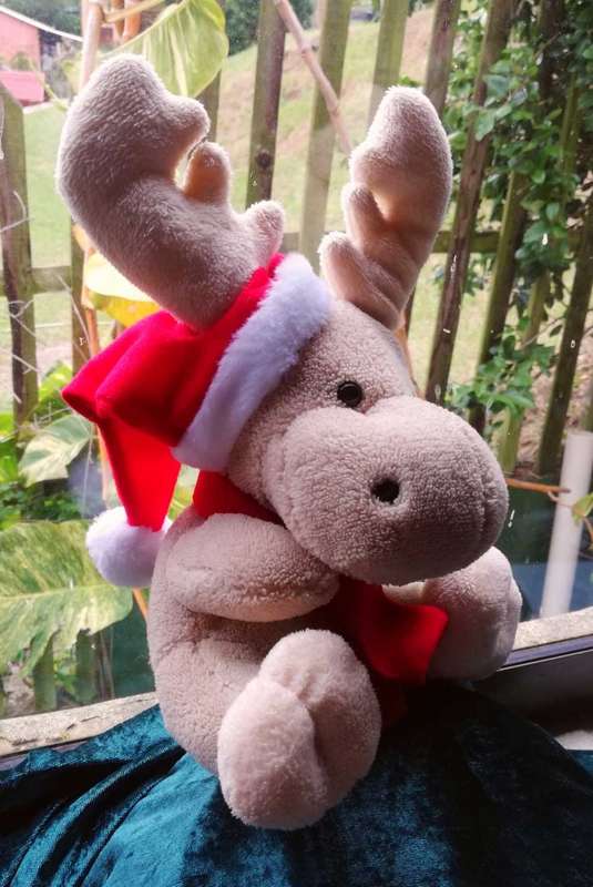 Santa's Little Reindeer with Christmas Hat. Super Soft Plush Toy. 28cm.