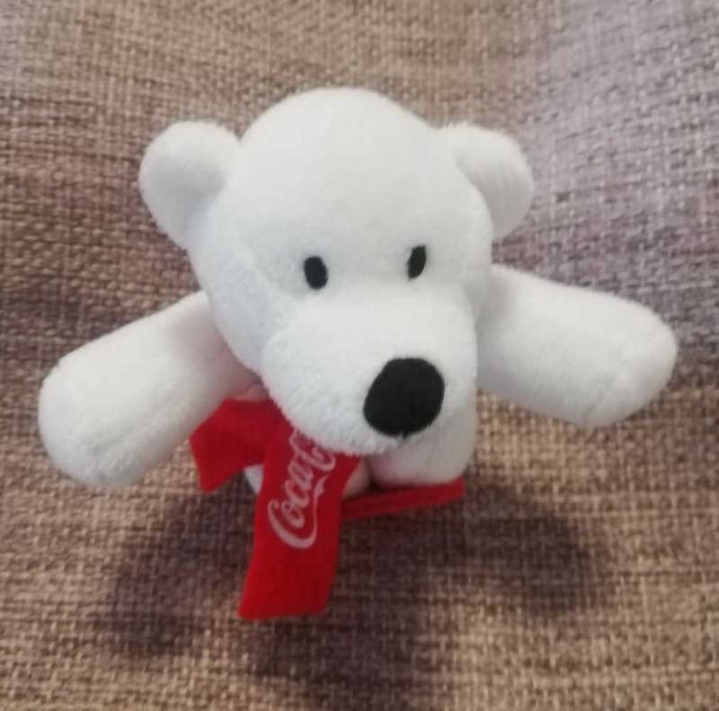 Collectable Coca-Cola Teddy Bear with Red Scarf and a Snowboard. 13cm.