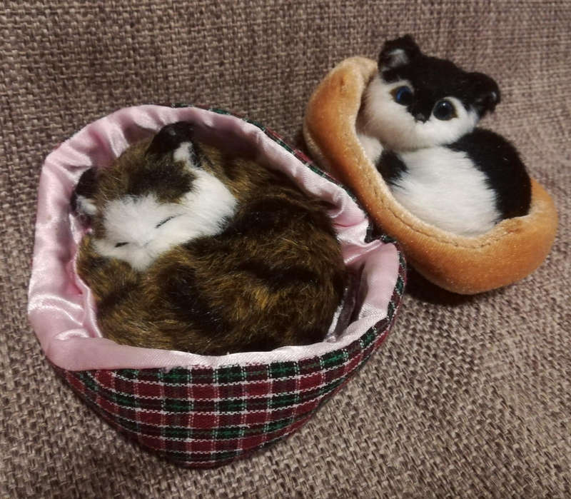 2x Kittens in Sleeping Baskets. Attention Cat Lovers and Cat Collectors!