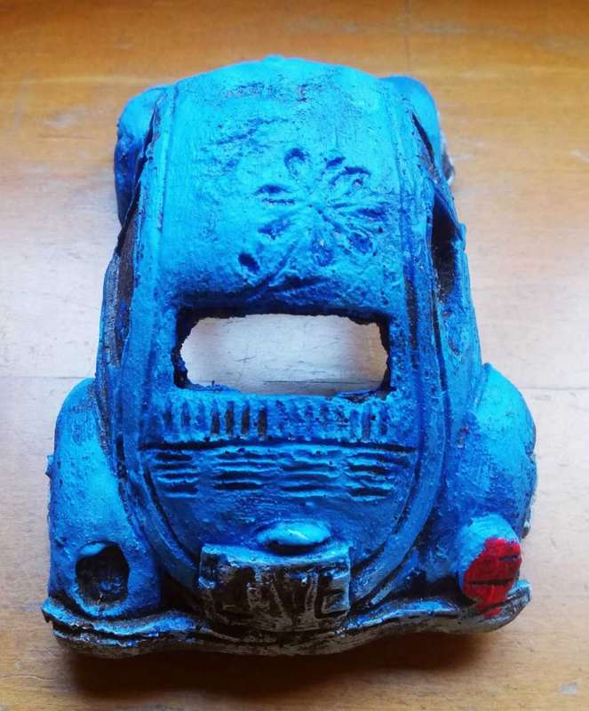 An Unusual Rare Blue VW Beetle paperweight OR a fish tank ornament. 18cm.