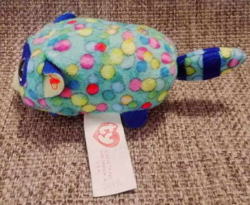 McDonald's Beanie Boos Teeny TY's. Stackable Happy Meal Toy 2019. Rugger the Blue Raccoon. 13cm.