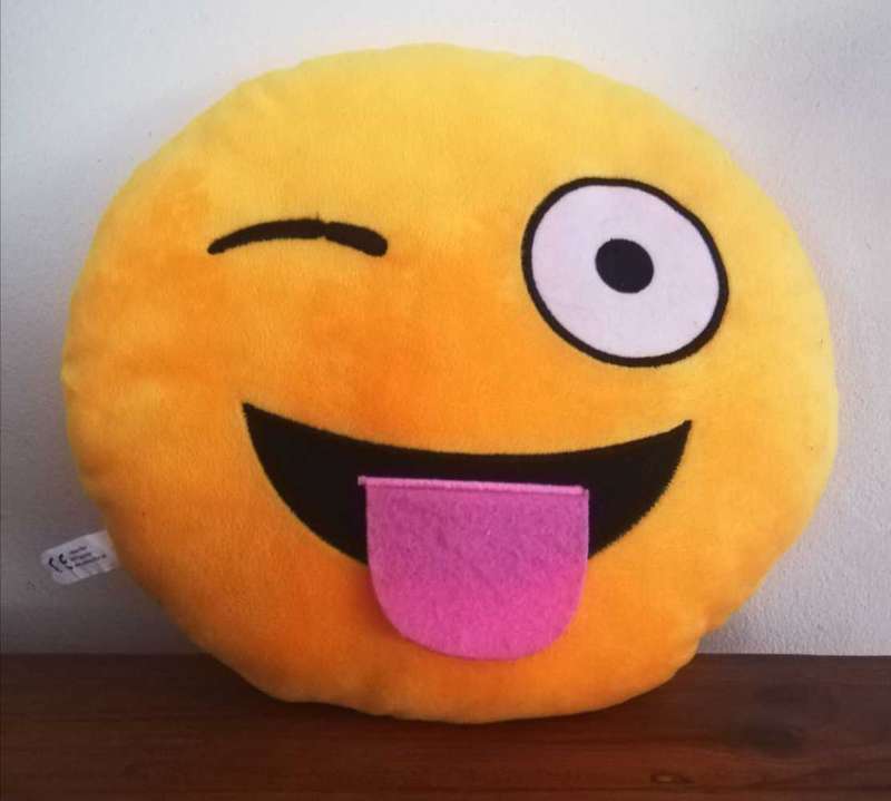 Cute Emoji with pink tongue! Plush Pillow/Toy. 30cm.
