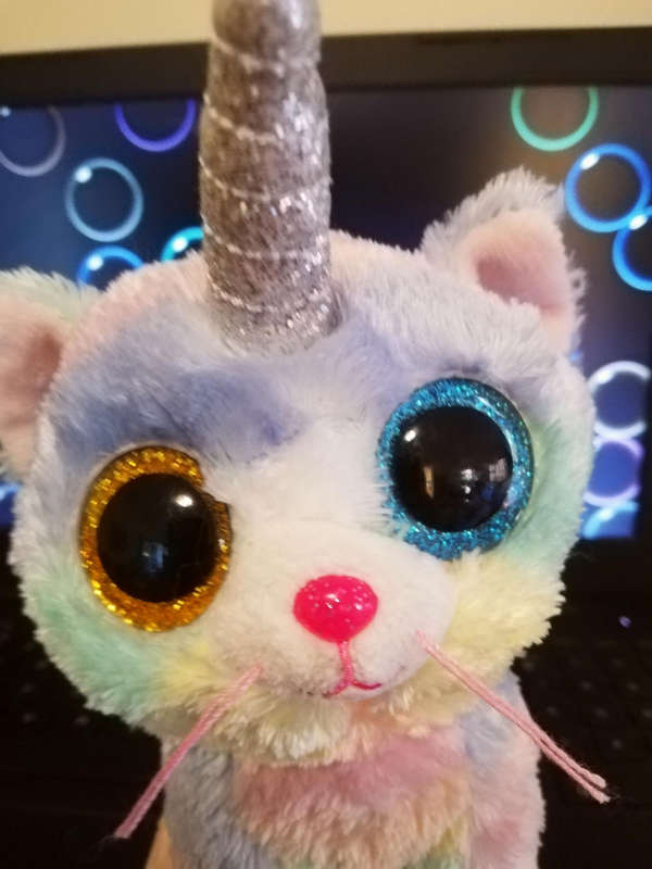 Heather the Unicorn TY Silk Uni-Kitty. Plush Beanie Boo. 15cm.