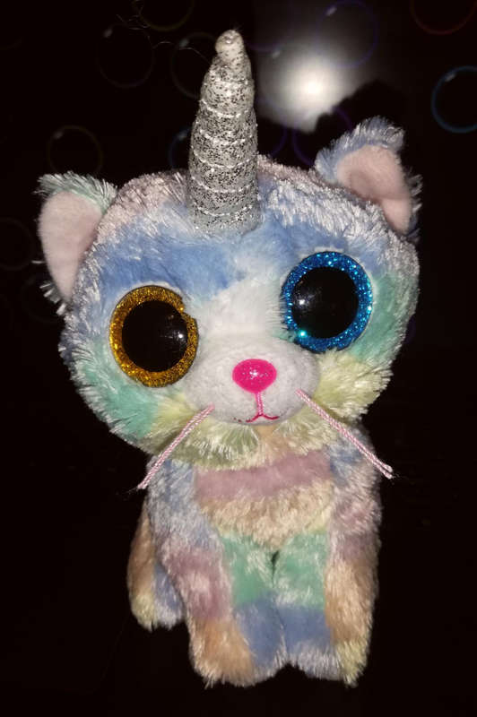 Heather the Unicorn TY Silk Uni-Kitty. Plush Beanie Boo. 15cm.