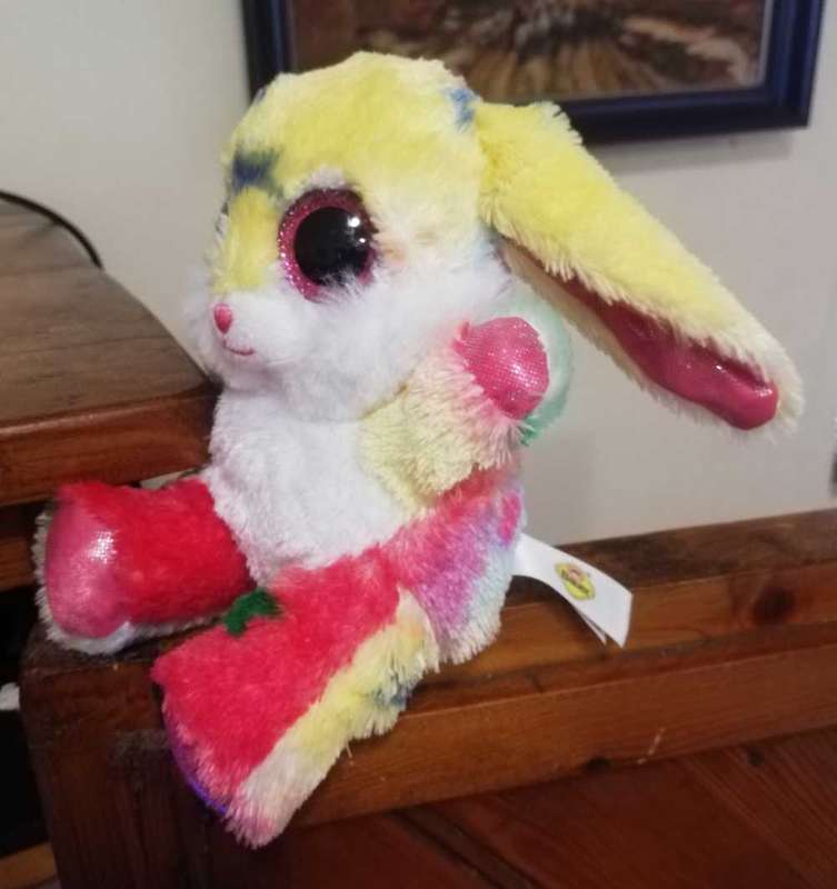 Rainbow bunny! Super soft Bauer plush toy! 13cm.