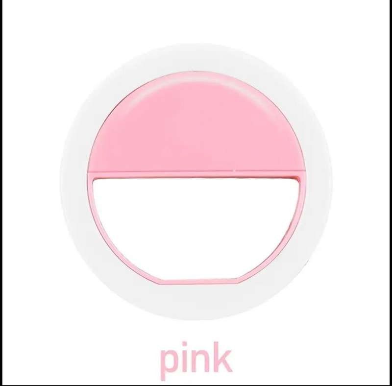 Pink Clip-On Selfie Ring Light  Battery Powered (2 x AAA)