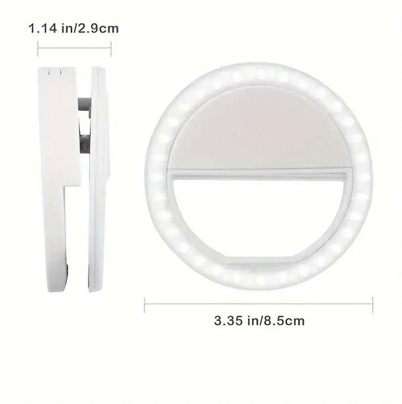 Pink Clip-On Selfie Ring Light  Battery Powered (2 x AAA)