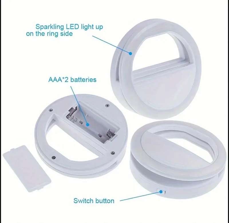 Pink Clip-On Selfie Ring Light  Battery Powered (2 x AAA)