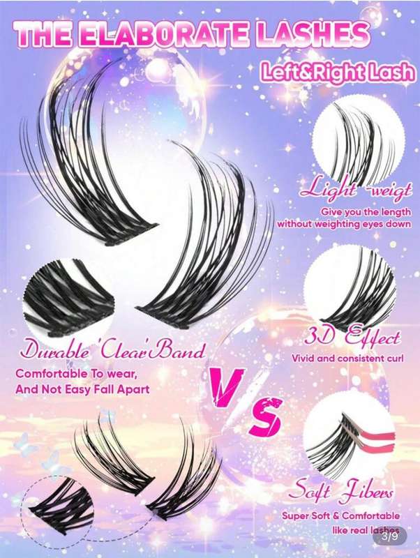 288pcs Cat Eye Lash Kit 816mm D Curl | Bond & Seal Adhesive + Tweezers | Left & Right Lash Segments
