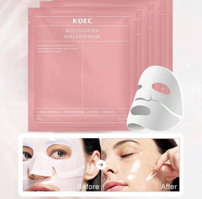 Bio-Collagen Real Deep Mask | Hydrating, Pore-Minimizing, Firming & Radiance Boosting, 4 Pcs