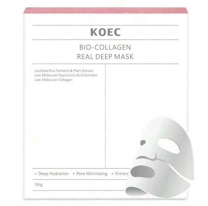 Bio-Collagen Real Deep Mask | Hydrating, Pore-Minimizing, Firming & Radiance Boosting, 4 Pcs