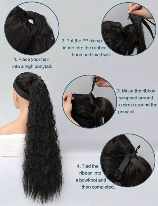 34-Inch Long Curly Ponytail Extension  Tie-On | Synthetic Hair