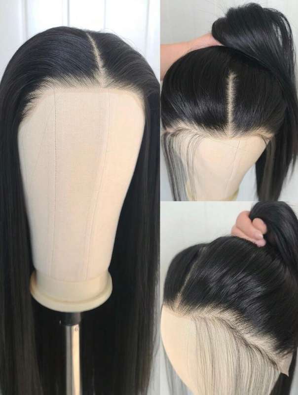 30-Inch Lace Frontal Wig  Straight Black | Pre-Plucked | Synthetic Hair