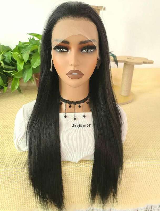 30-Inch Lace Frontal Wig  Straight Black | Pre-Plucked | Synthetic Hair