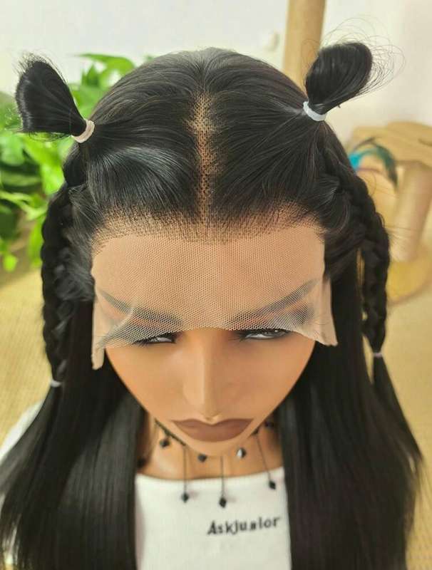 30-Inch Lace Frontal Wig  Straight Black | Pre-Plucked | Synthetic Hair
