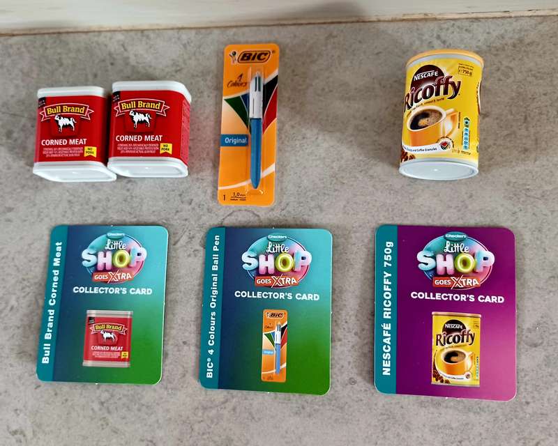 7 x Little Shop Toys - 2 x Bull Brand / 1 x BIC Pen / 1 x Ricoffy (LIT053)