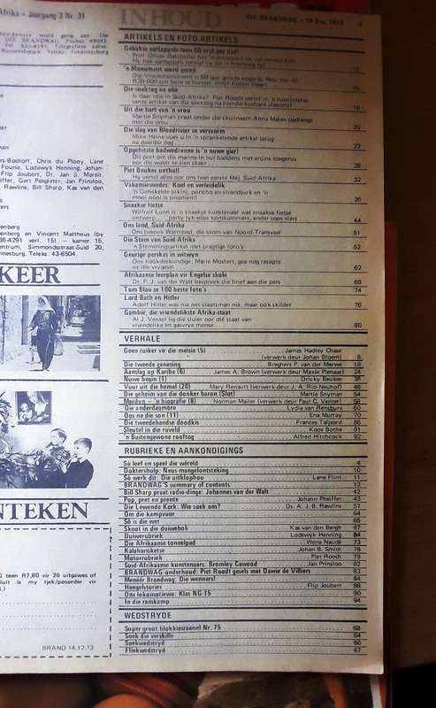 Lot van 5 Brandwag Tydskrifte - 14/12/73 - 30/11/73 - 2/11/73 - 18/3/73 - 27/12/72