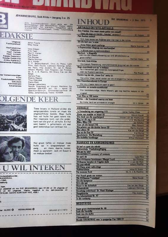 Lot van 5 Brandwag Tydskrifte - 14/12/73 - 30/11/73 - 2/11/73 - 18/3/73 - 27/12/72