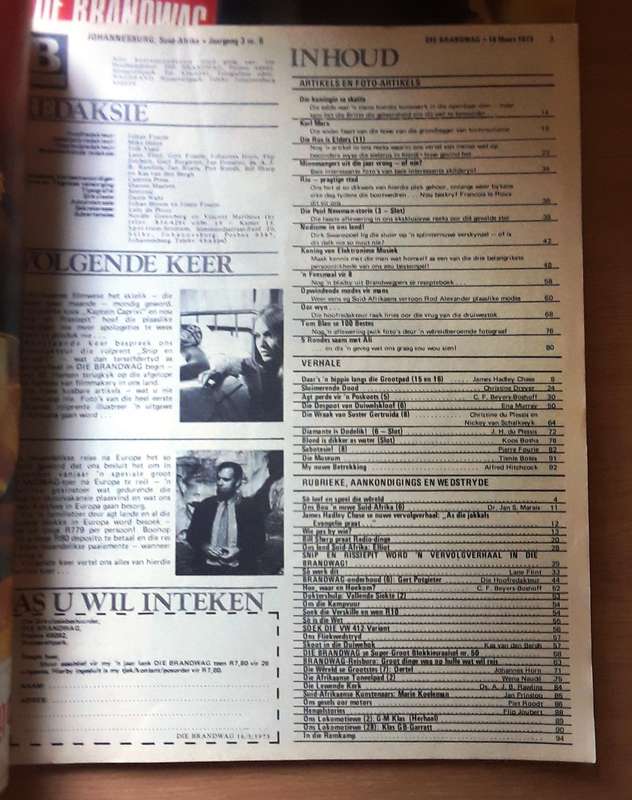 Lot van 5 Brandwag Tydskrifte - 14/12/73 - 30/11/73 - 2/11/73 - 18/3/73 - 27/12/72