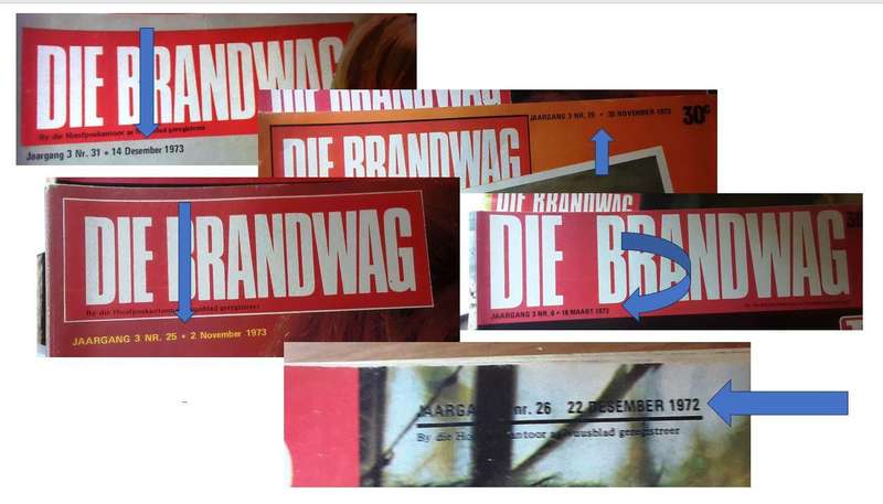 Lot van 5 Brandwag Tydskrifte - 14/12/73 - 30/11/73 - 2/11/73 - 18/3/73 - 27/12/72