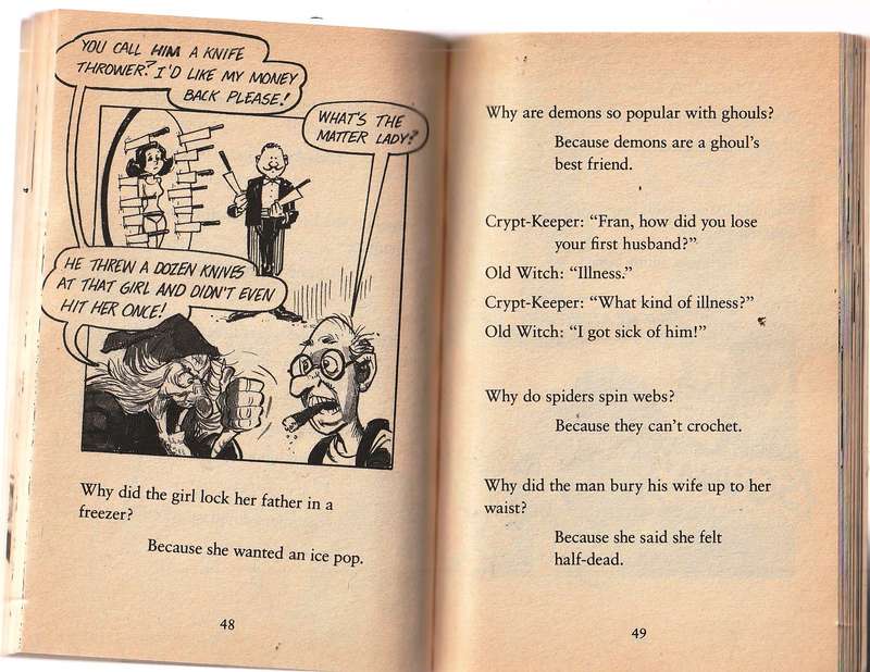 Jokes from the Crypt - told by the Crypt-keeper - the Vault-keeper and the old Witch