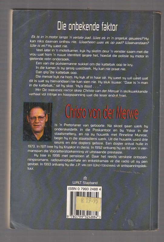 Die Onbekede Faktor - Christo van der Merwe - Van der Walt speur en Spannings reeks