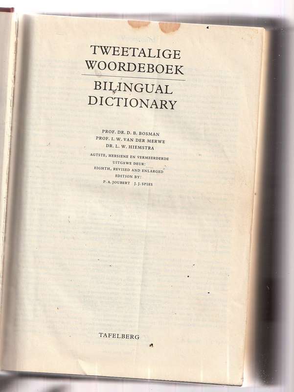 Tweetalige Woordeboek - Bosman # van der Merwe # Hiemstra -  1984 Uitgawe