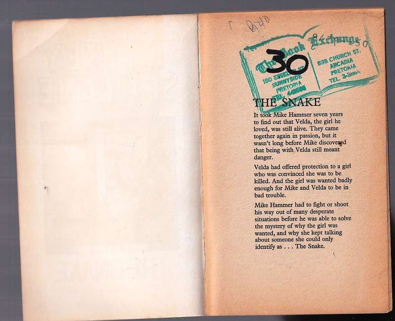 The Snake - Mickey Spillane - a Mike Hammer crime thriller