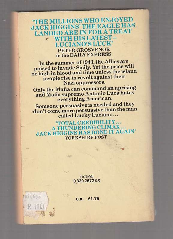 Luciano's Luck - Jack Higgens - Was Lucky Luciano part of the Cicilian uprising in WW 2 ?