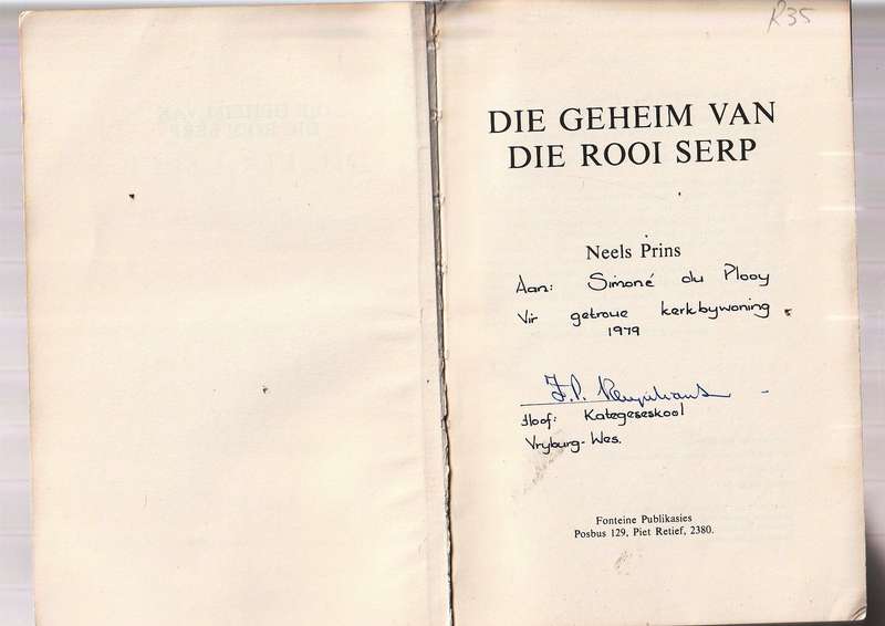 Die Geheim van die Rooi Serp - Neels Prins - Speurverhaal met n Christelike inslag